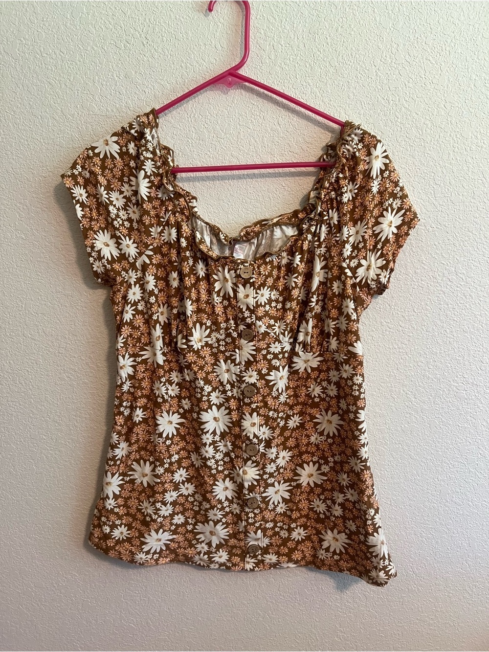 💃🏾 No Boundaries Brown Floral Button-Front Blouse